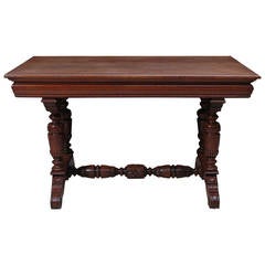Small Renaissance Style Dining Table or Writing Desk in Oak 8
