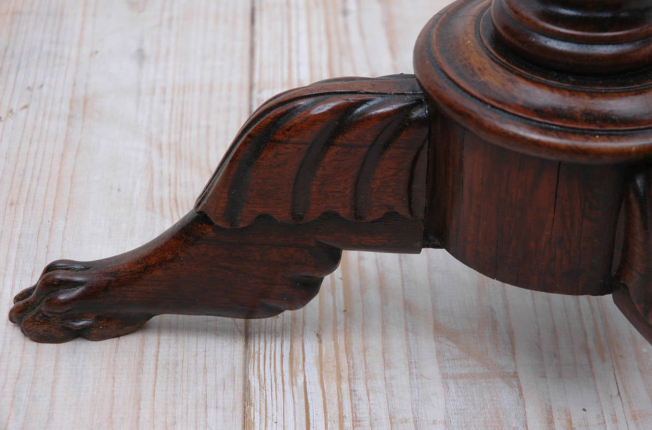 Polished 19th Century Small Rosewood Round Tripod Table