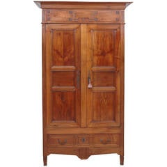 French Directoire Armoire in Walnut Fitted with Interior Drawers and Shelving