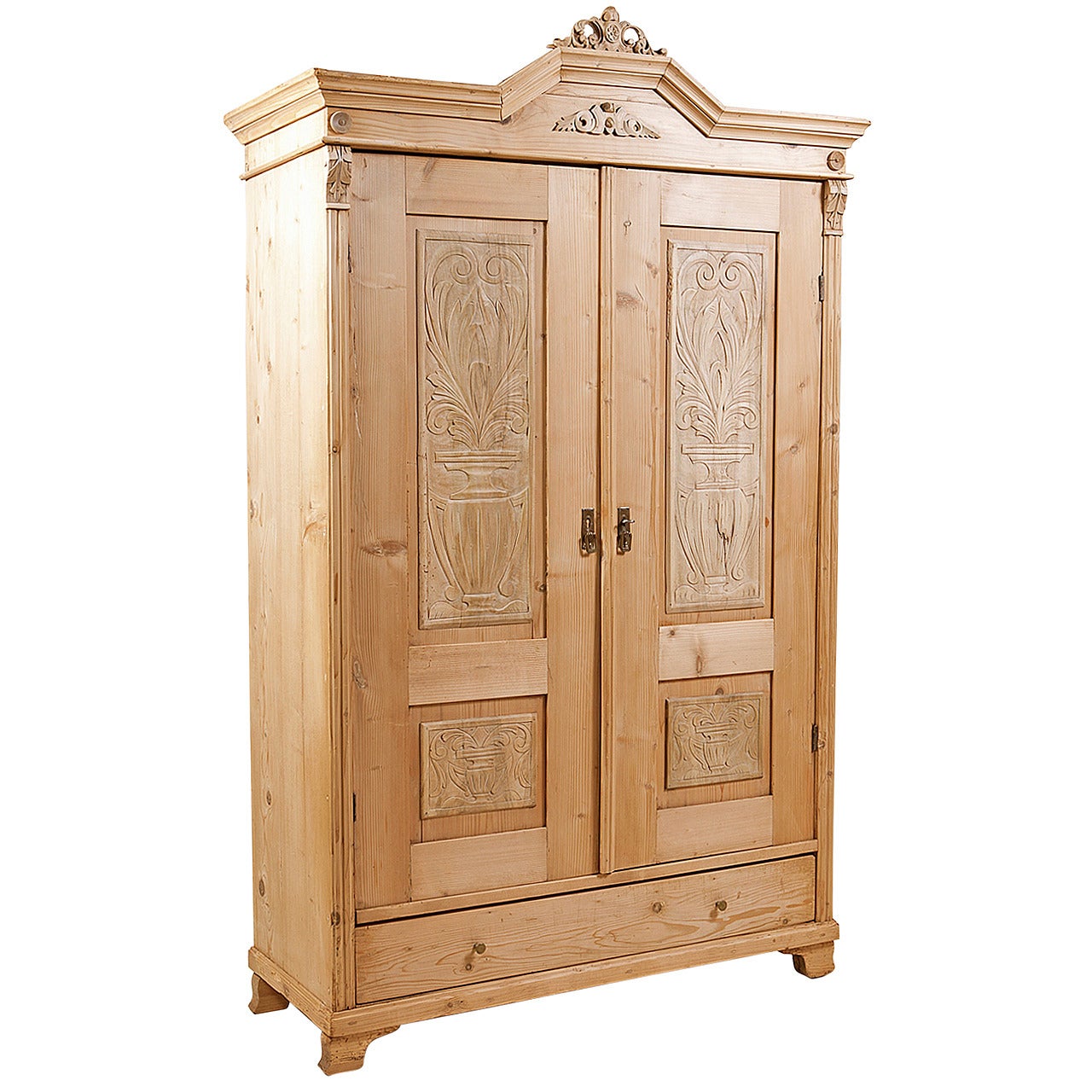 Antique Pine Swedish Armoire Circa 1870,Distressed Paint Finish at 1stdibs