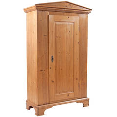 Antique North German Biedermeier Single Door Armoire in Pine, circa 1820