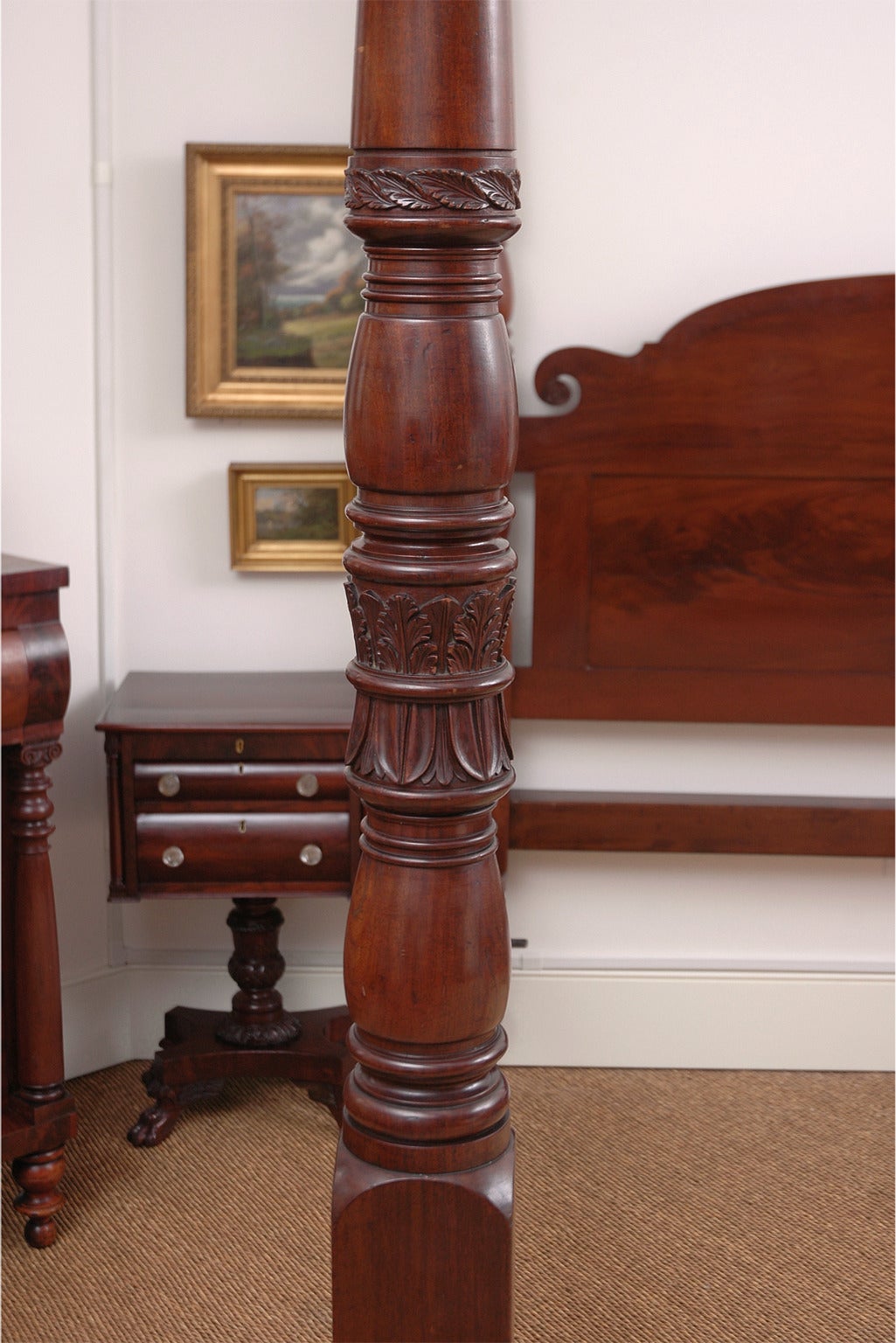 19th Century American Federal California King-Size, Four-Poster Bed, circa 1810