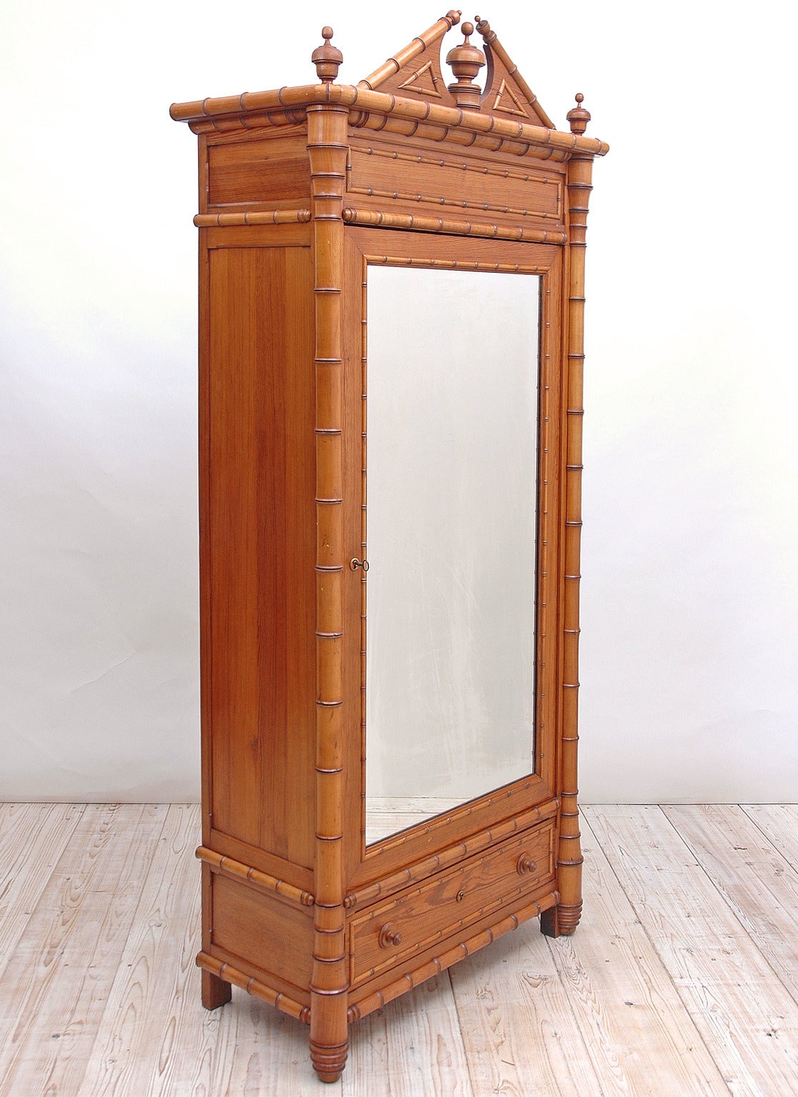 Maple Fine Belle Epoque Faux Bamboo Armoire from France, circa 1890
