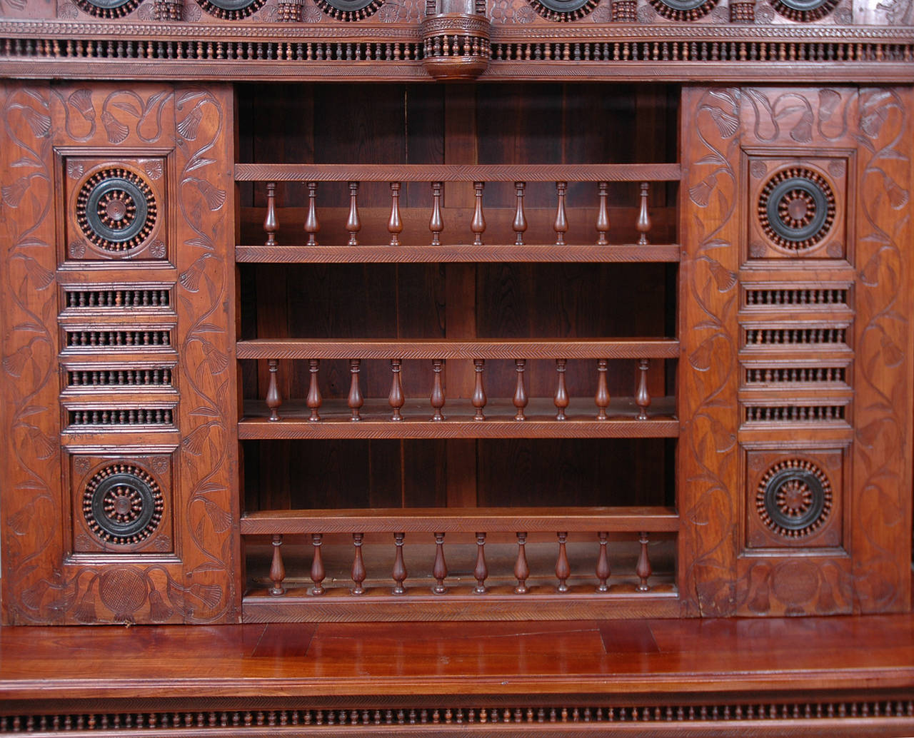 Colonial Malaysian Cupboard in Carved and Polychromed Wood, circa Late 1800s 1