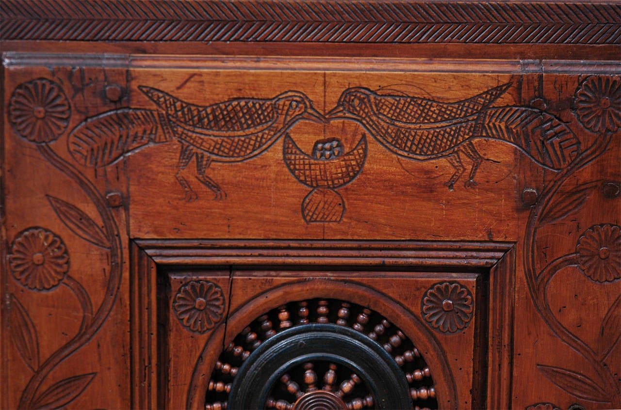 Colonial Malaysian Cupboard in Carved and Polychromed Wood, circa Late 1800s 4
