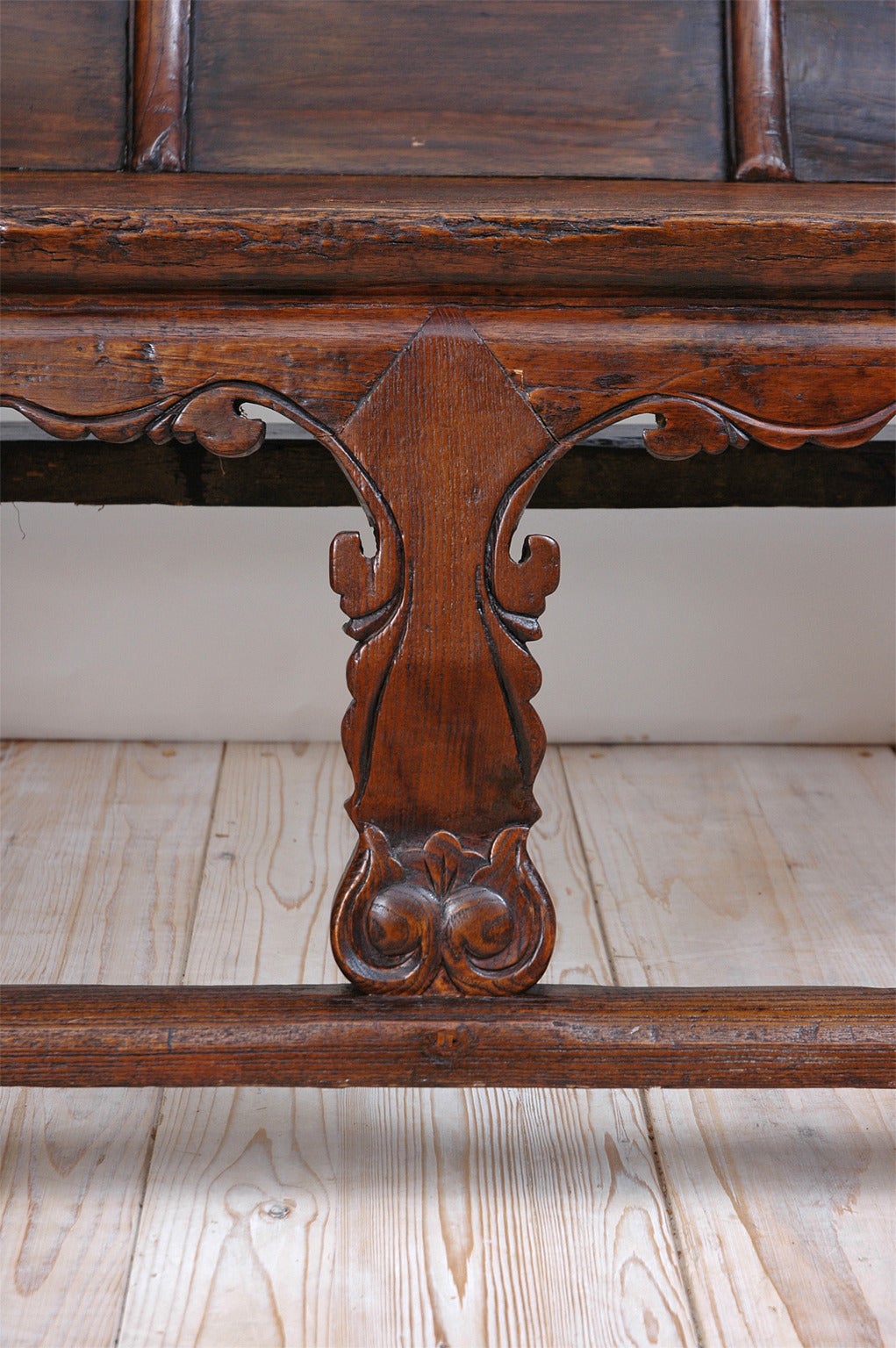 Lacquered Long Chinese Qing Bench in Elm, Shanxi, circa 1800 For Sale