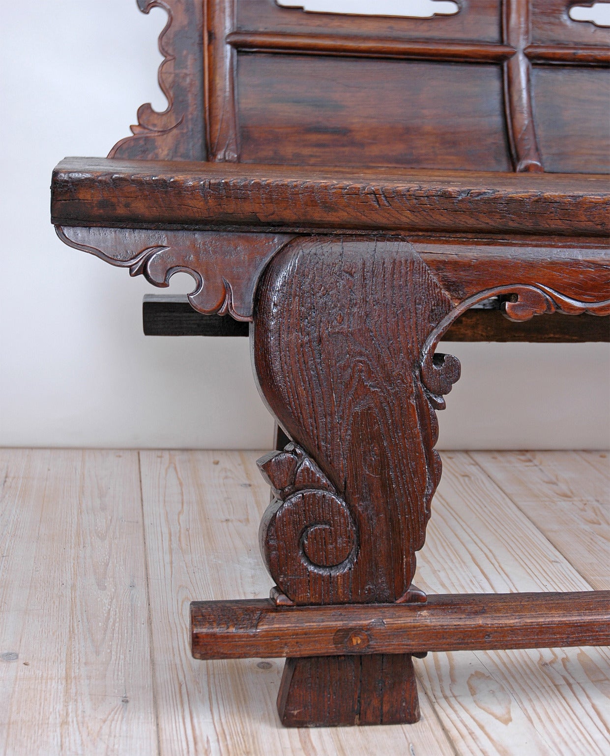 Late 18th Century Long Chinese Qing Bench in Elm, Shanxi, circa 1800 For Sale