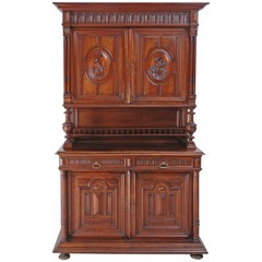 French Renaissance Style Buffet a Deux Corps in Carved Walnut, circa 1880