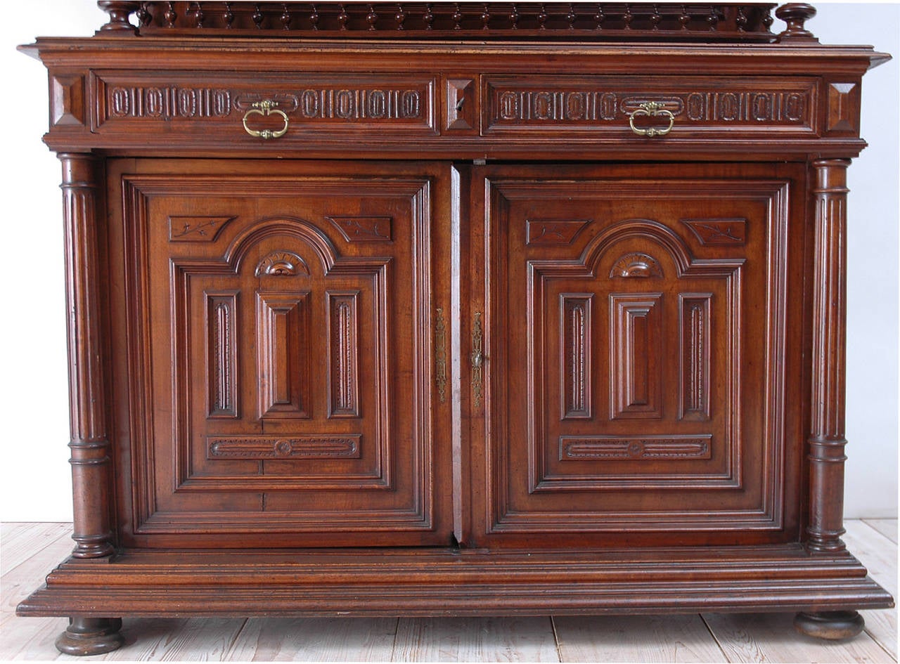 Renaissance Revival French Renaissance Style Buffet a Deux Corps in Carved Walnut, circa 1880 For Sale