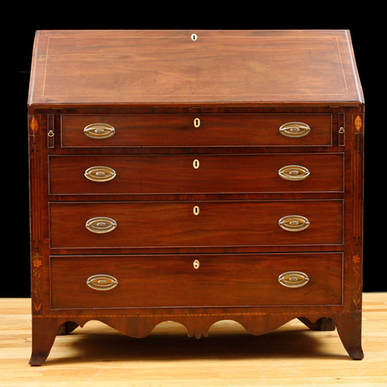 Inlay English Hepplewhite Fall-Front Secretary in Mahogany