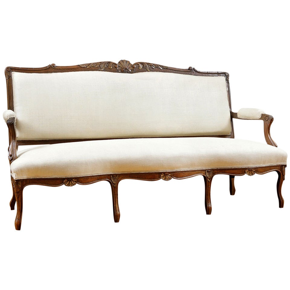 La Belle Époque Louis XV Style Sofa in Carved Walnut, France, circa 1870