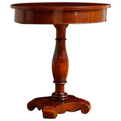Danish Oval End Table with Drawer, Circa 1900