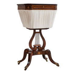 English Regency Lyre Base Sewing Table with Basket, circa 1820 6