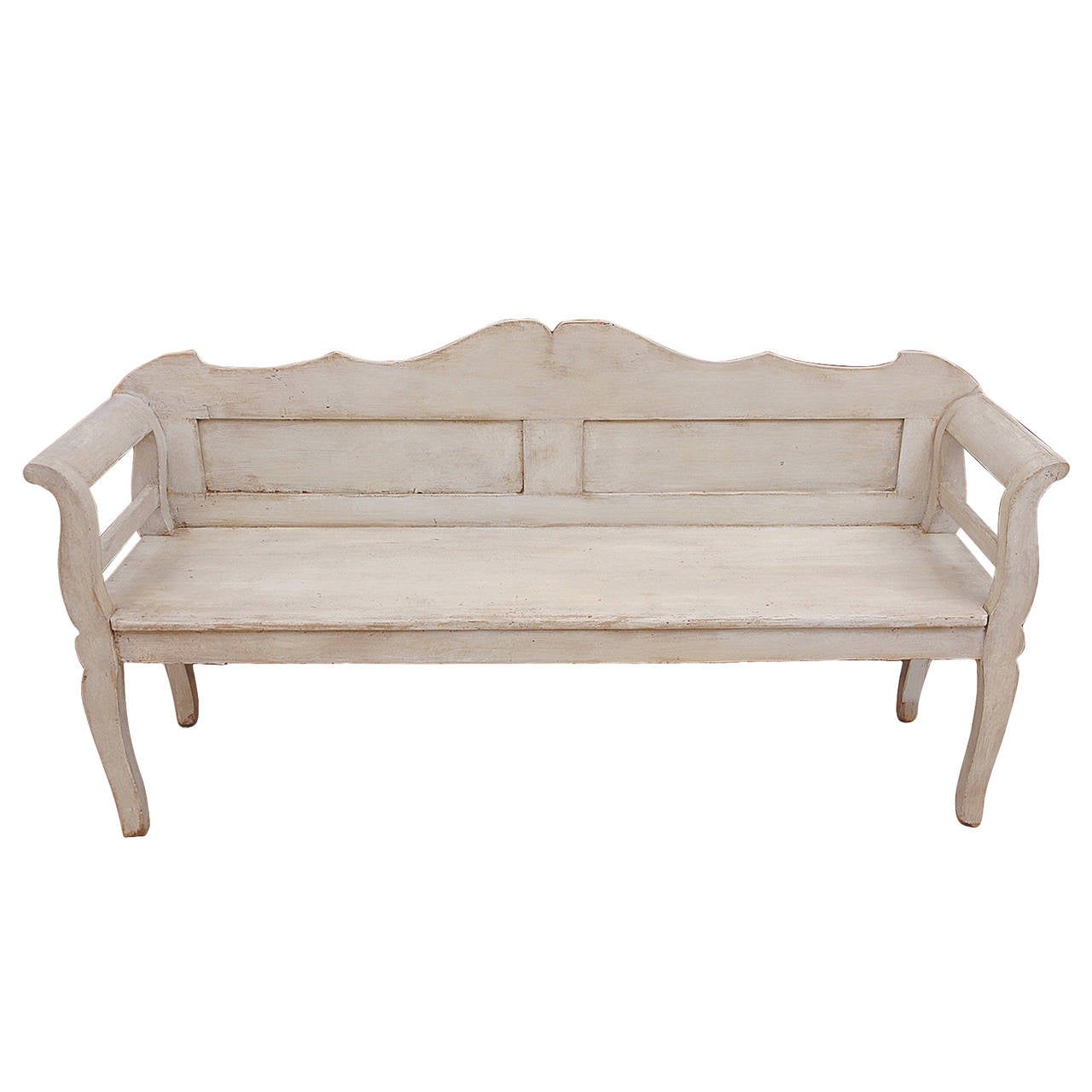 Austrian Bench with Gustavian White Grey Paint, circa 1840 at 1stDibs