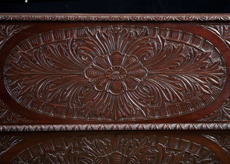 British Colonial Anglo Caribbean Carved Chest in Mahogany