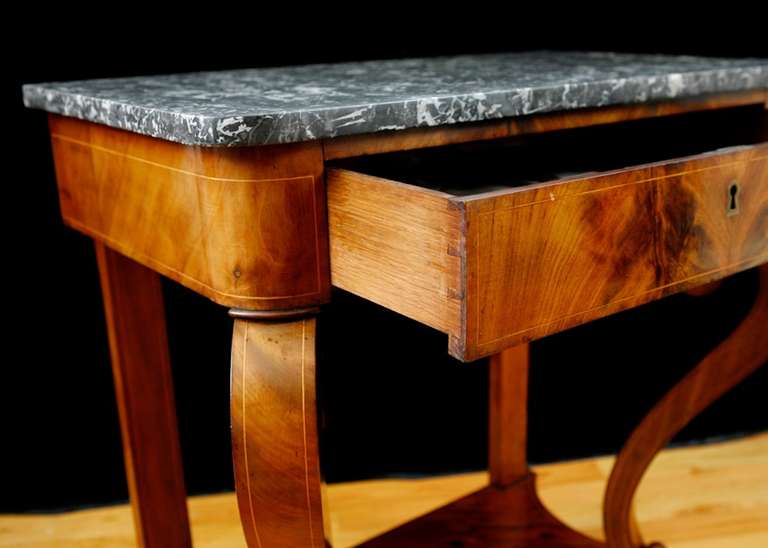 French Charles X Console Table in Cuban Mahogany with Marble, circa 1825 2