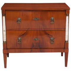 Small Empire Chest of Drawers in Mahogany with Marble Columns, Sweden, c. 1790