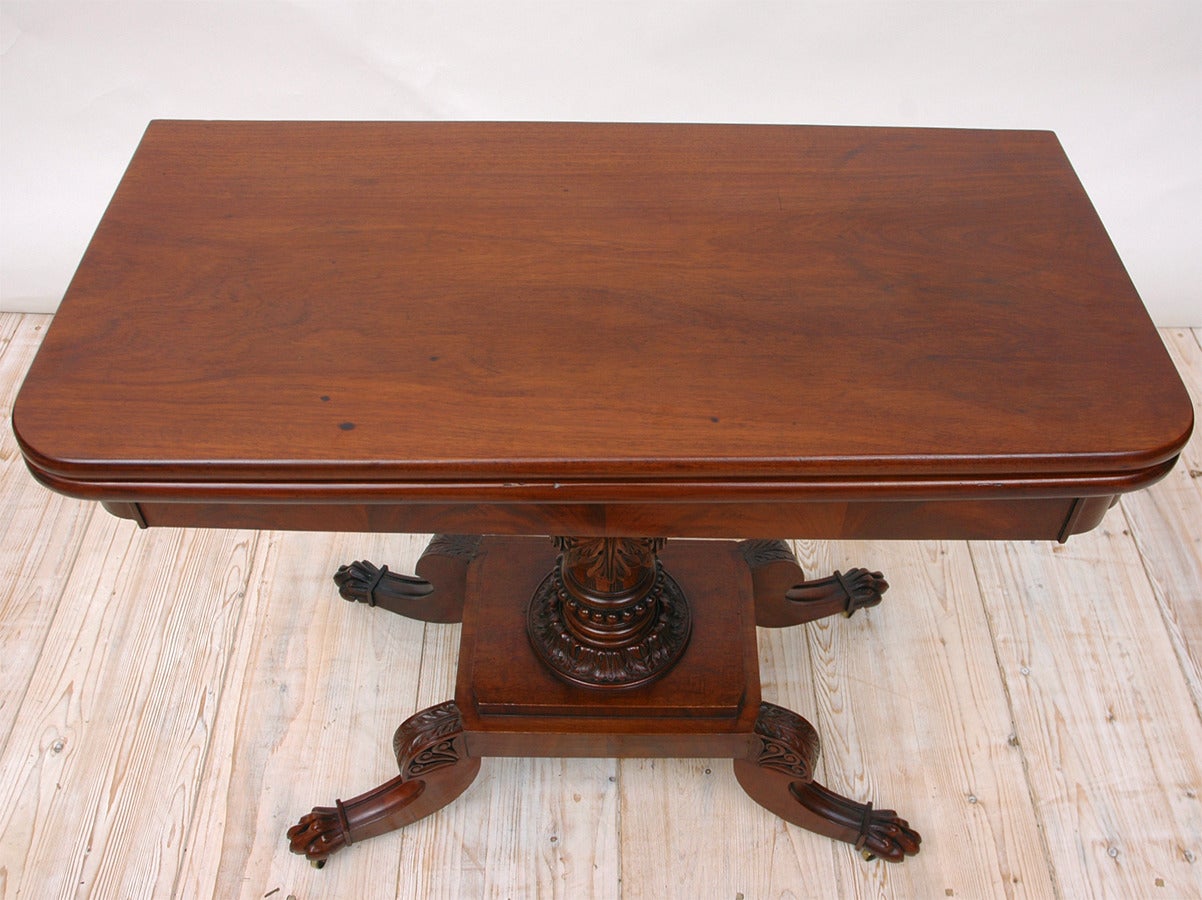 Mahogany American Federal Center Pedestal Games Table, circa 1815 For Sale