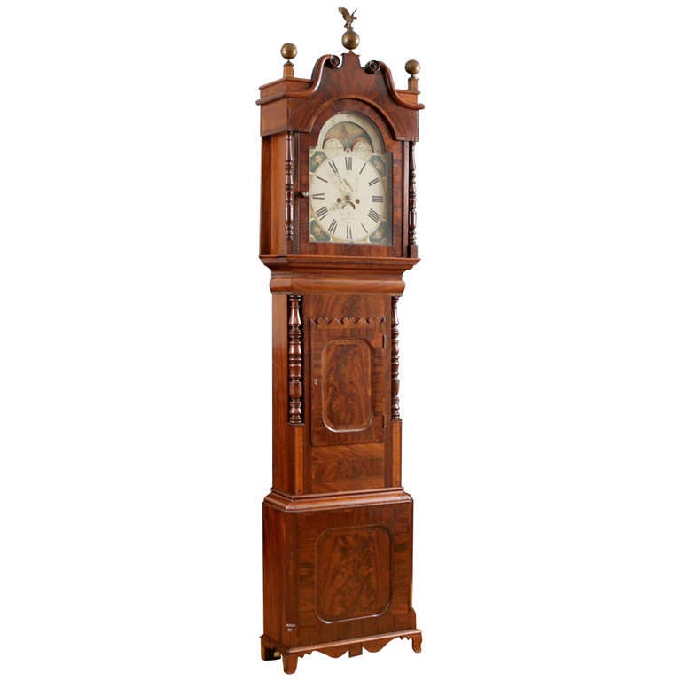 Horloge anglaise à grande caisse en acajou par George Slater, vers 1830