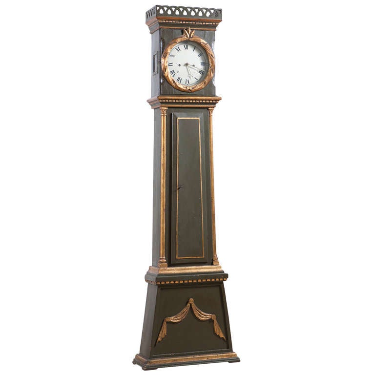Danish Bornholm Painted Pine Tall Case Clock, circa 1825