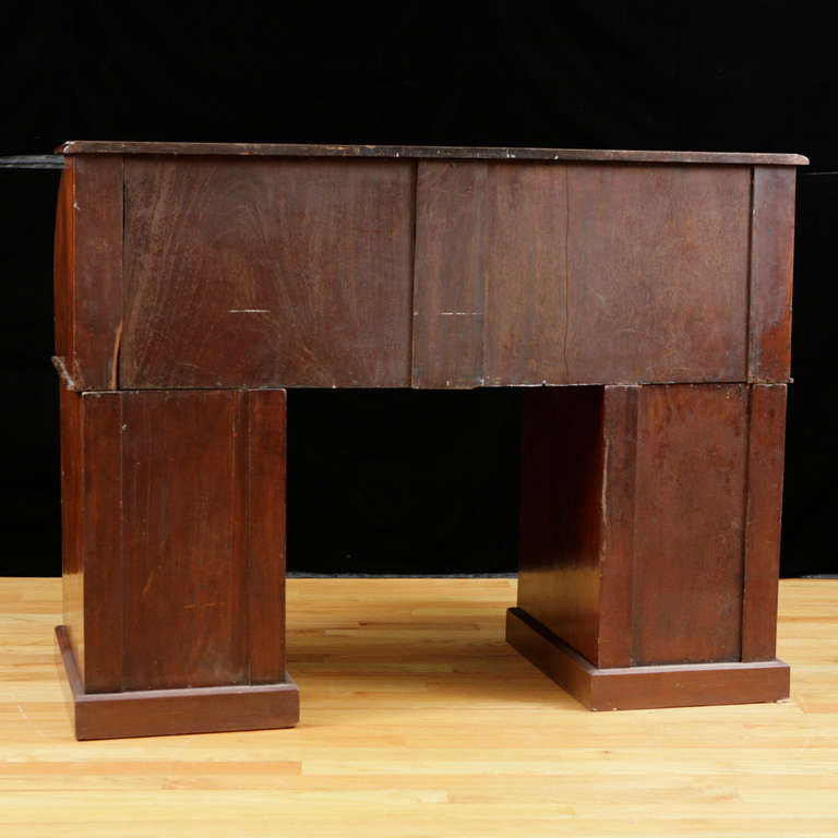 English Pedestal Desk in Mahogany with Cylinder Top. c. 1850 4