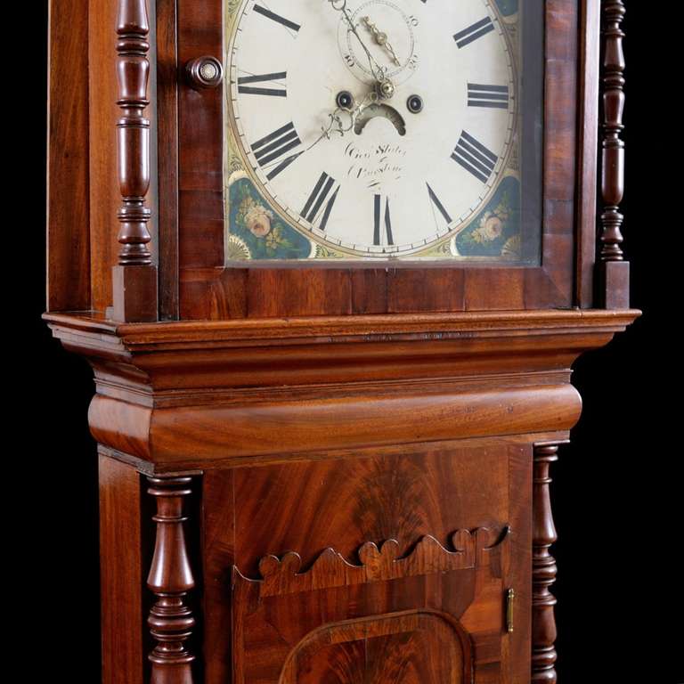 Regency English Tall Case Clock by George Slater in Mahogany, circa 1830 For Sale