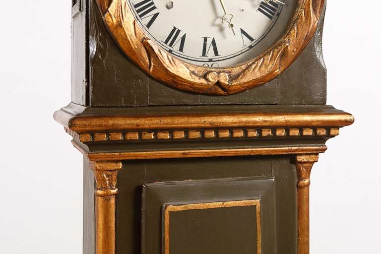 19th Century Danish Bornholm Painted Pine Tall Case Clock, circa 1825 For Sale