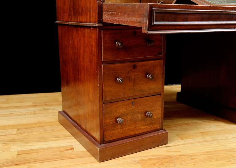 English Pedestal Desk in Mahogany with Cylinder Top. c. 1850 2