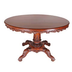 English Regency Round Table with Carved Center Pedestal, circa 1825 7