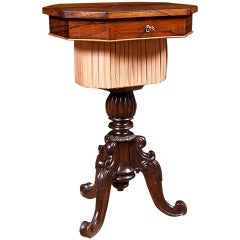Small 19th Century Rosewood End Table on Carved Tripod Base with Marquetry