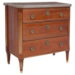 Swedish Gustavian Mahogany Chest of Drawers with Brass Moldings, circa 1880