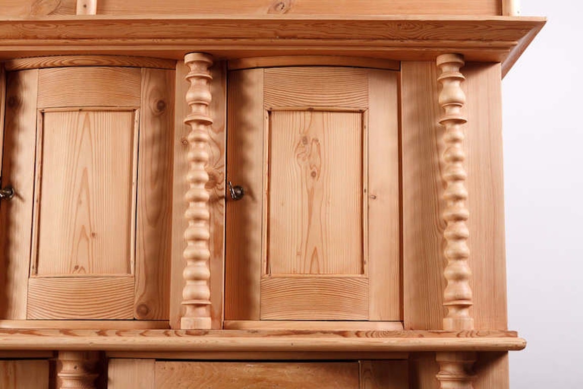 Rare Five-Door Danish Armoire in Pine with Bowed-Paneled Doors, circa 1835 2