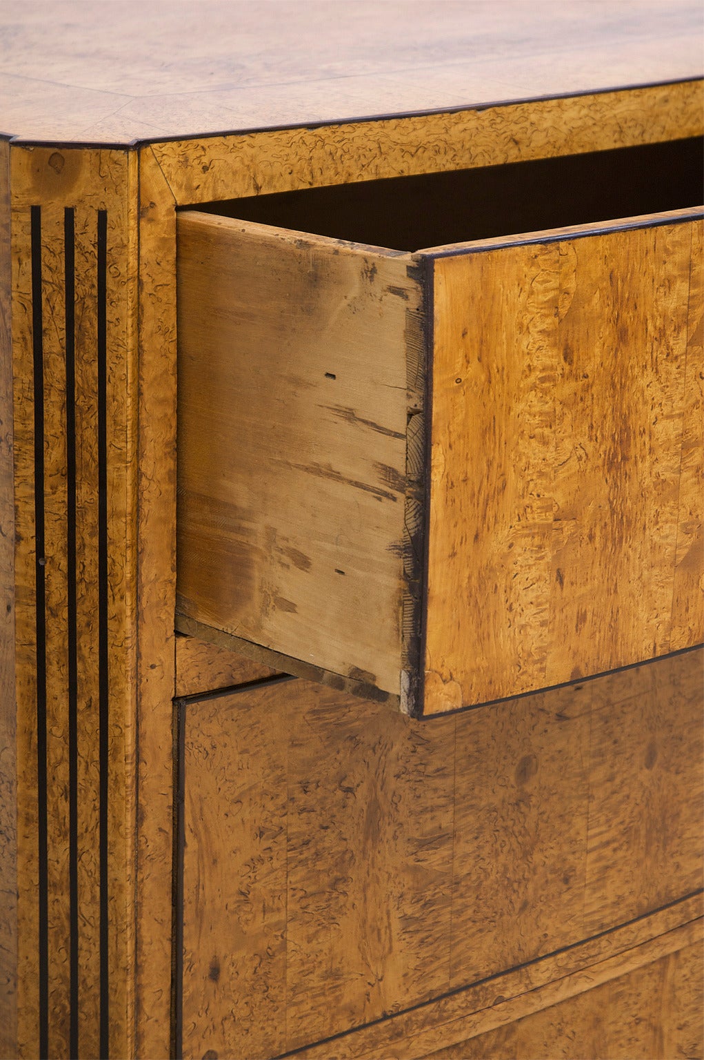 Inlay Empire Bow-Front Chest of Drawers in Burled Olivewood