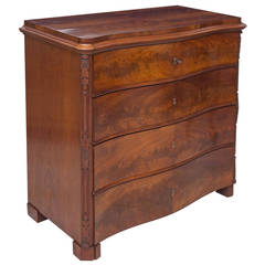 Antique Louis Philippe Chest of Drawers in Mahogany with Serpentine Front