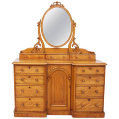 English Regency Dressing Table with Mirror in Satinwood