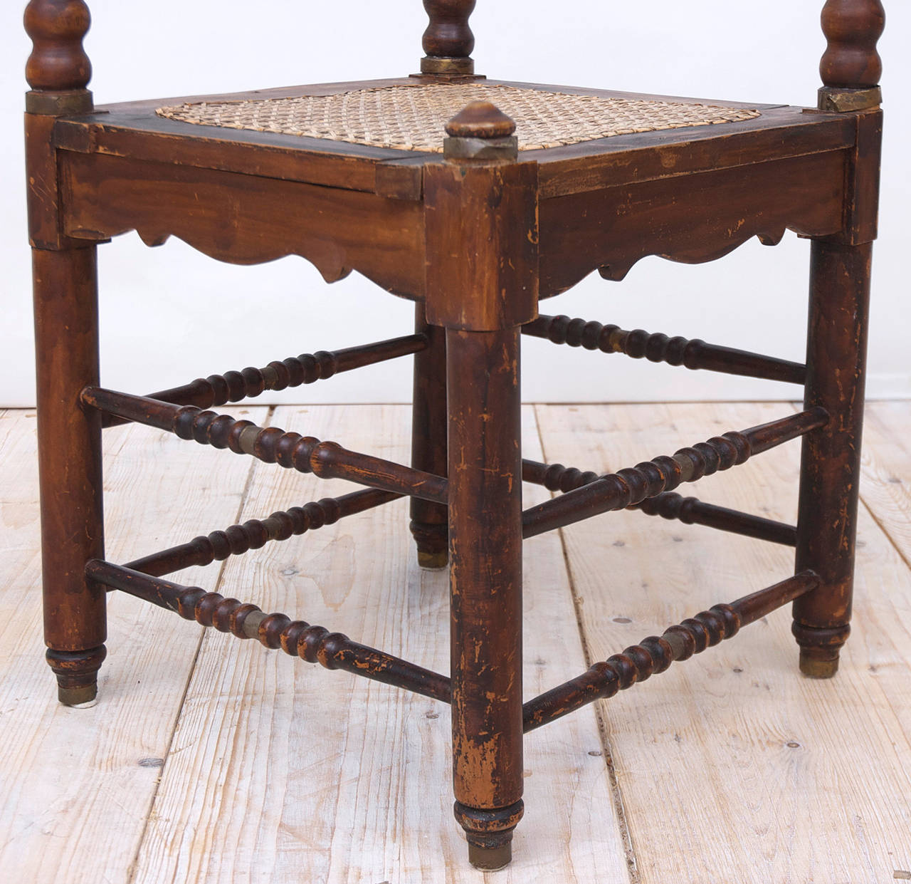 Caning Dutch Colonial Corner Chair from Suriname