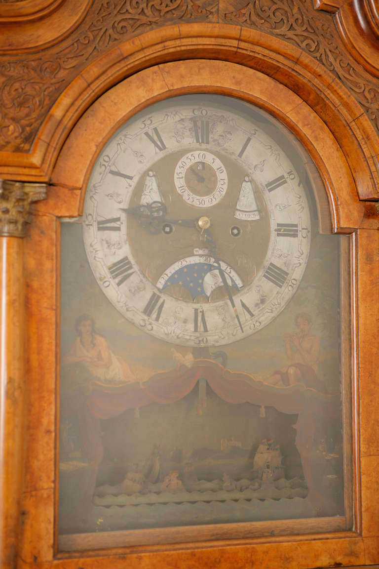 Dutch Tall Case Amsterdam Clock, Signed Pieter Verlaer, circa 1840-1860 For Sale