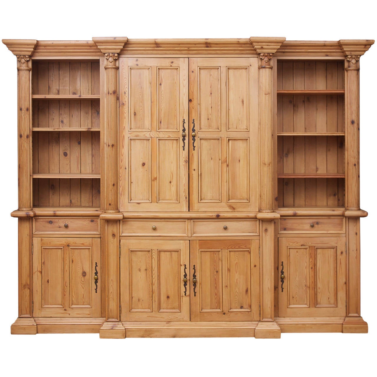 Long Bookcase in Reclaimed Antique Pine at 1stDibs