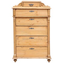 Tall Chest in Pine with Six Drawers, circa 1870