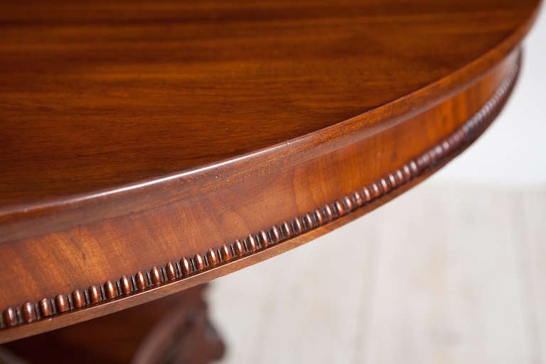 Carved Biedermeier Center or Dining Table in Mahogany, circa 1840