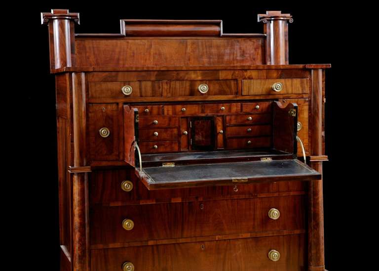 Rhode Island Empire Butler S Desk In Mahogany Circa 1825 For Sale