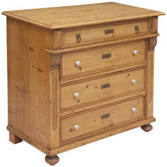 Antique German Jungendstil Chest of Drawers in Pine, circa 1900