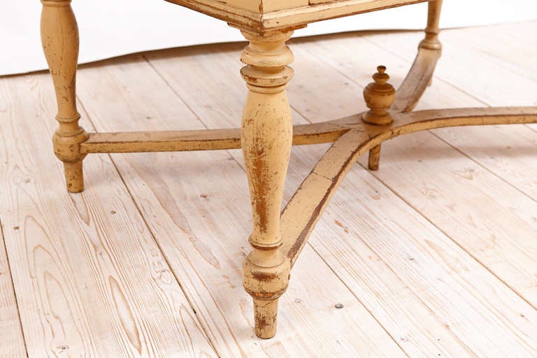 Pine Swedish Gustavian Farmhouse Table in Original Yellow Ochre Paint, circa 1800 For Sale