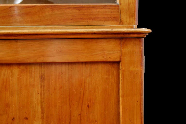 French Charles X Bookcase in Cherry Wood w/ Original Glass Door Panels, c. 1820 For Sale 2