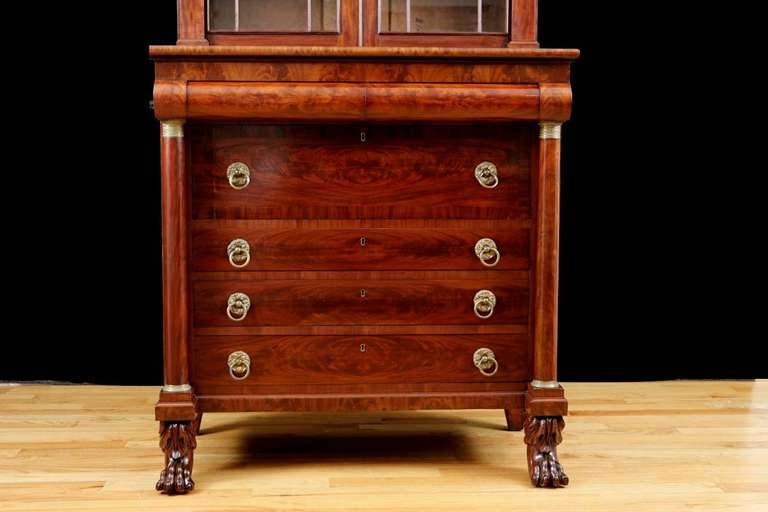 American Classical Secretary Bookcase in Mahogany Attributable to John Meads 2