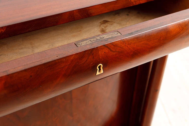 Polished Pair of Biedermeier Consoles with Cabinet in Mahogany with Original Mirrors