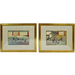 Group of Five Framed Japanese Wood Block Prints, 19th Century 9