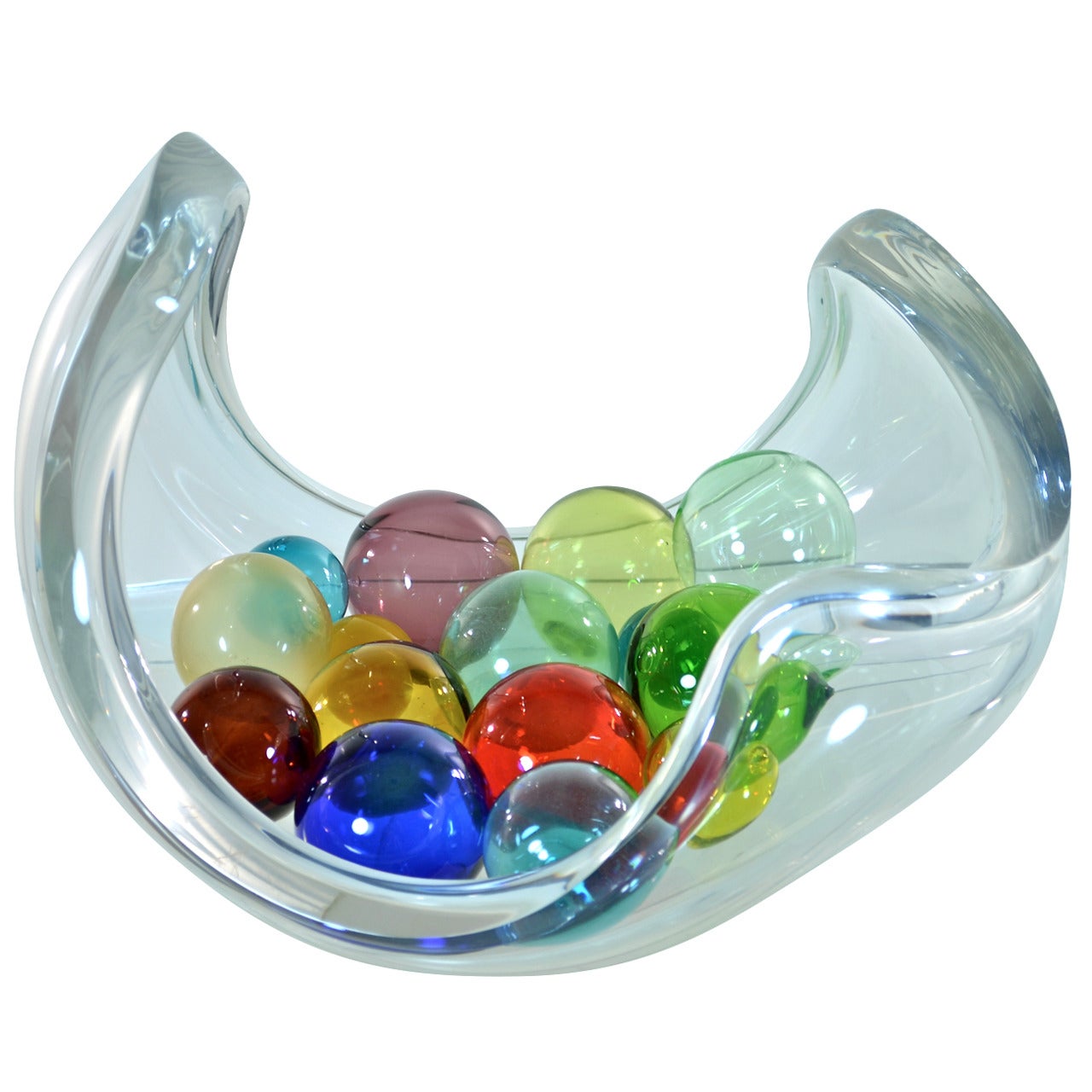 Heavy Lucite Bowl with Colored Floats