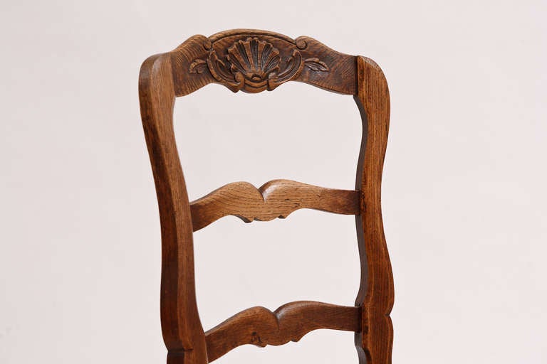 19th Century Set of 6 (six) French Provincial Dining Chairs in Walnut with Rush Seats, c.1880