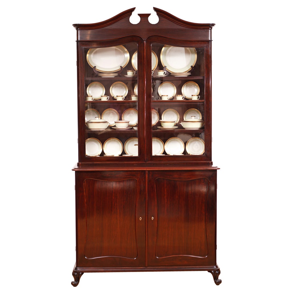 French Louis Philippe Glazed Bookcase/ Vitrine in Rosewood with Drawers, c. 1845 For Sale